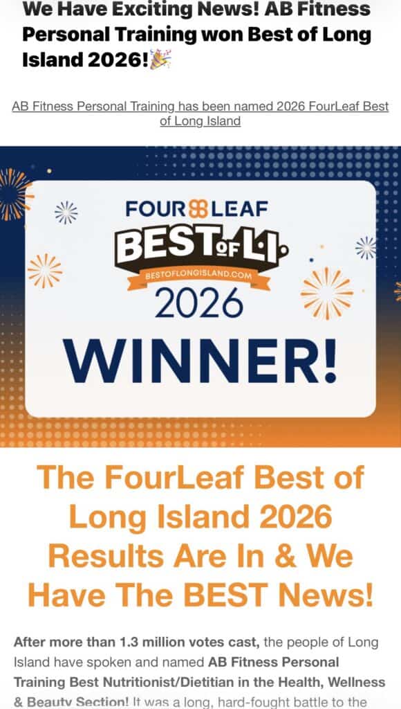 Best of Long Island Winner AB Fitness Personal Training Long Island
